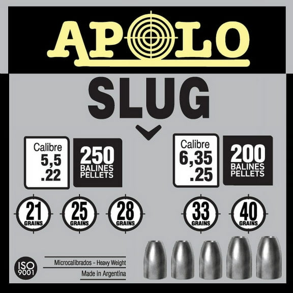 Apolo Hollowpoint .25 Caliber Airgun Pellets, 40 Grain, 200 Count