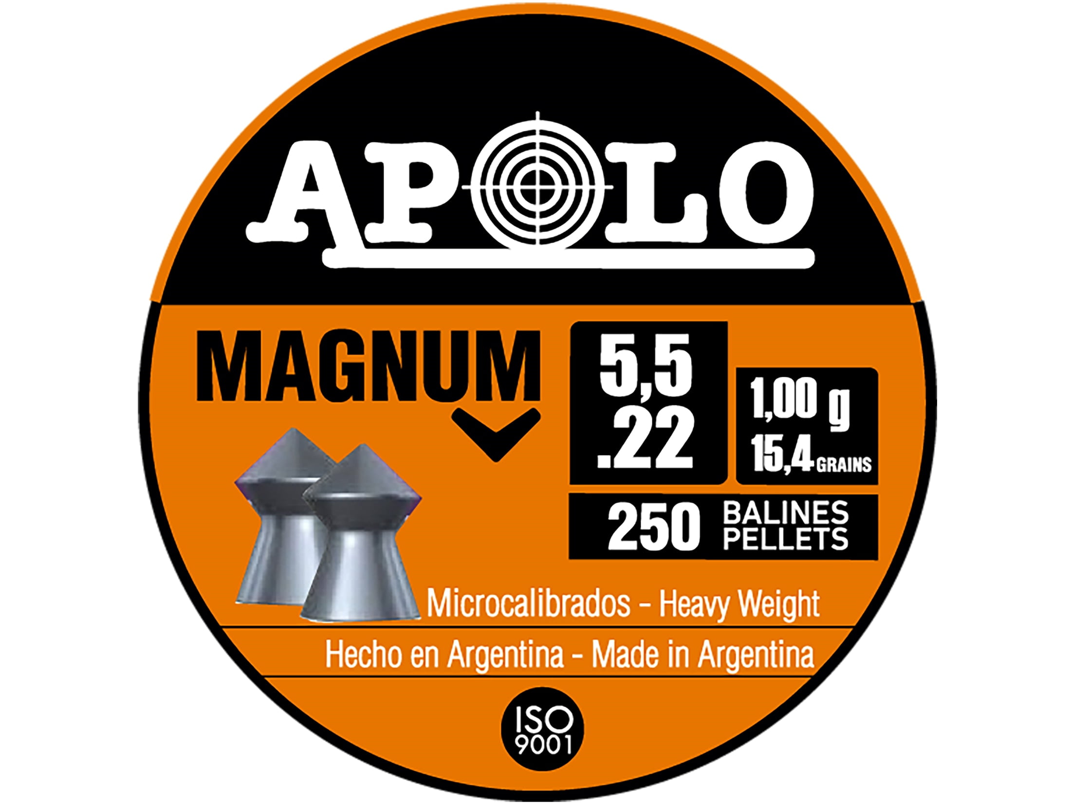 Apolo Magnum Pointed Air Gun Pellets 22 Caliber 15.40 Grain 5.5mm 250PK