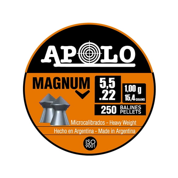Apolo Magnum Pointed Air Gun Pellets 22 Caliber 15.40 Grain 5.5mm 250PK