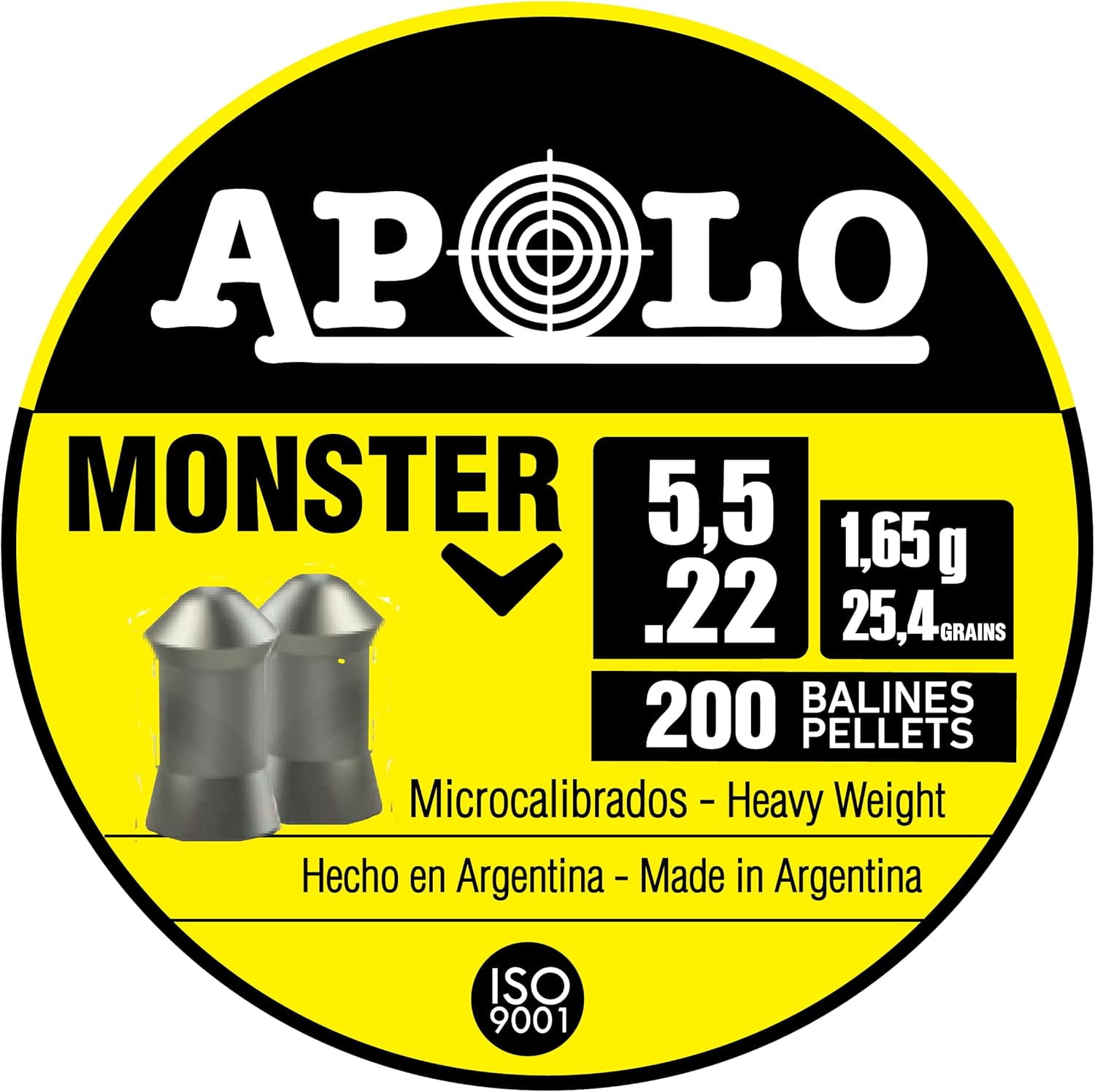 Apolo Monster Airgun Pellets, 5.5mm.22 Caliber, E19931 Silver
