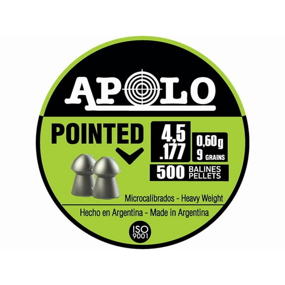 Apolo Pointed Air Gun Pellets 177 Caliber 9 Grain 4.5mm 500PK