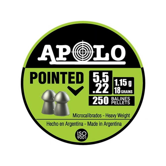 Apolo Pointed Air Gun Pellets 22 Caliber 18 Grain 5.5mm 250PK