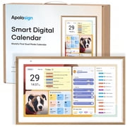 ApoloSign 15.6 inch Digital Calendar, Dual-Mode Smart Wall Calendar & Interactive Electronic Touchscreen Chore Chart & Meal Planner for Family Schedules, Sync Calendars, Wall Mount Included Teak