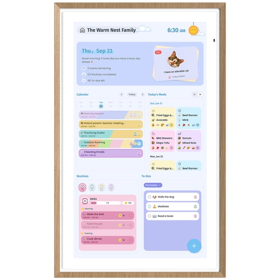 ApoloSign 15.6 inch Digital Calendar, Dual-Mode Smart Wall Calendar & Interactive Electronic Touchscreen Chore Chart & Meal Planner for Family Schedules, Sync Calendars, Wall Mount Included (Teak)