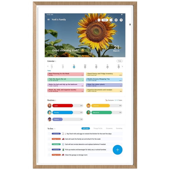 ApoloSign 15.6 inch Digital Calendar, Dual-Mode Smart Wall Planner & Interactive Display Electronic Touchscreen Chore Chart for Family Schedules, Sync Calendars, No Subscription, Teak