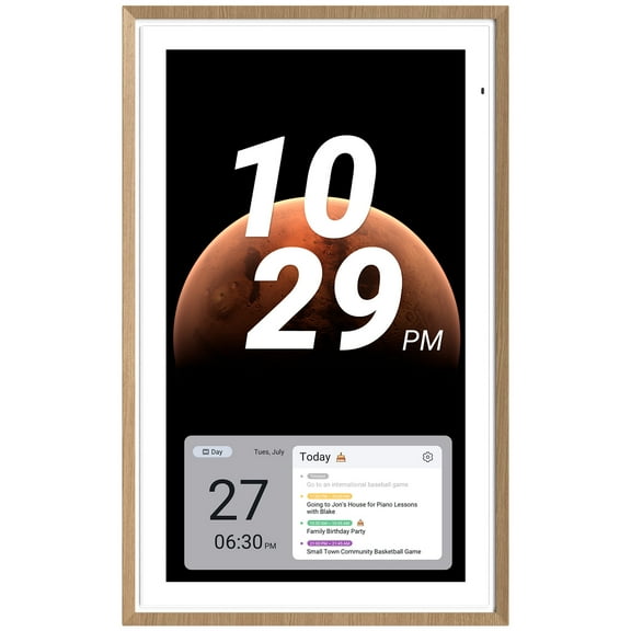 ApoloSign 27 inch Dual-Mode Digital Calendar & Wi-Fi Wall Planner with Voice Control & Gemini AI, Touchscreen, Smart Home, Chores & Rewards, No Subscription (Teak)