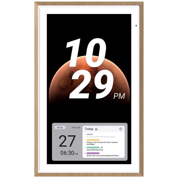 ApoloSign 27 inch Digital Calendar, Dual-Mode Smart Wall Calendar & Interactive Electronic Touchscreen Chore Chart & Meal Planner for Family Schedules, Sync Calendars, Wall Mount Included (Teak)