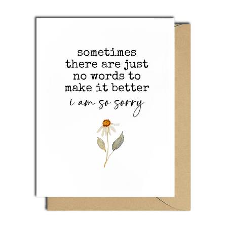 Apology Card – "Sometimes There Are Just No Words" – Thoughtful Sorry Card with Floral Design – Perfect for Expressing Sympathy or Regret