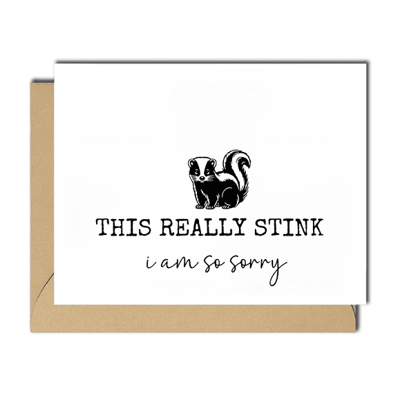 Apology Card "This Really Stink I Am So Sorry" Skunk Design Blank Inside, Envelope Included Perfect for Expressing Regret and Making Amends