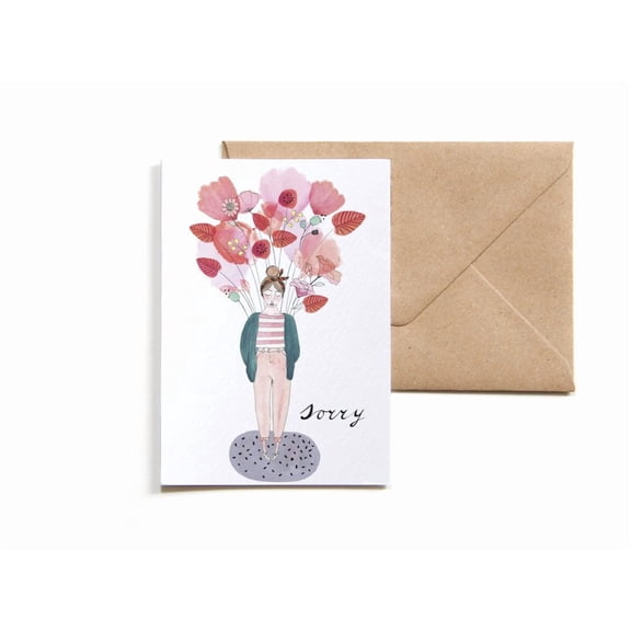 Apology Card with Floral Design "Sorry" Greeting Card Includes Kraft Envelope Perfect for Expressing Regret & Making Amends
