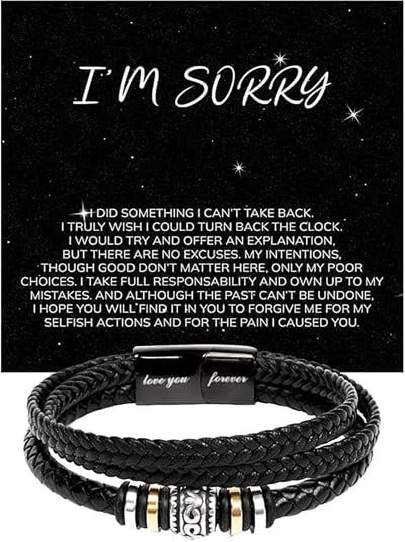 Apology Gifts For Men, Forgive Me Bracelet, I'm Sorry For Hurting You Bracelet For Him with Heart Touching Message Card and Gift Box, I Am Truly Sorry Bracelet For Him, I'm Sorry Gifts For Him