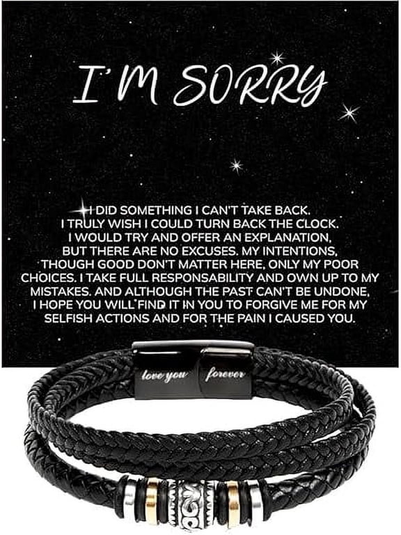 Apology Gifts For Men, Forgive Me Bracelet, I'm Sorry For Hurting You Bracelet For Him with Heart Touching Message Card and Gift Box, I Am Truly Sorry Bracelet For Him, I'm Sorry Gifts For Him