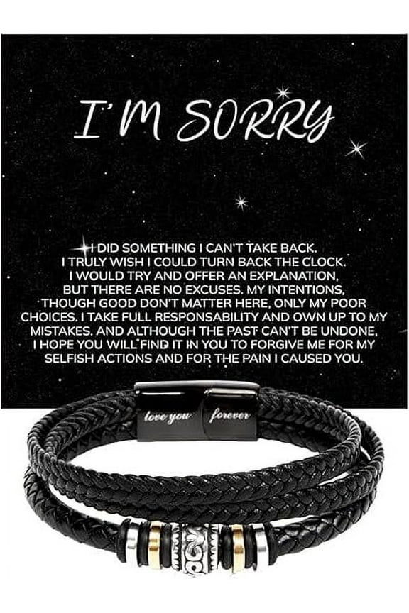 Apology Gifts For Men, Forgive Me Bracelet, I'm Sorry For Hurting You Bracelet For Him with Heart Touching Message Card and Gift Box, I Am Truly Sorry Bracelet For Him, I'm Sorry Gifts For Him
