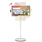 ApoloSign 24" Smart Portable TV with Rolling Stand, 1080p FHD Touchscreen Mobile Monitor on Wheels, Android 16 OS with EDLA Certification, Space-Saving Rotatable Screen for Bedroom & Small Spaces