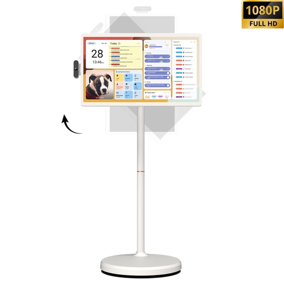 ApoloSign 24" FHD Smart Portable TV on Wheels, Smart Screen & Rolling Monitor with Stand, Movable Touchscreen with Android 16 Google EDLA Certified, 128GB & 6800mAh Battery, Gen2