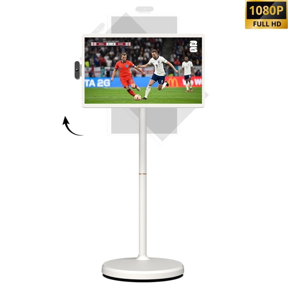 ApoloSign 24" Smart Portable TV (2nd Gen) - 1080P FHD Touchscreen, Android 15 (Google EDLA), 16GB(8+8) RAM, 128GB ROM, Built-in Battery, Rolling Tablet TV on Wheels for Home, Office & Gym