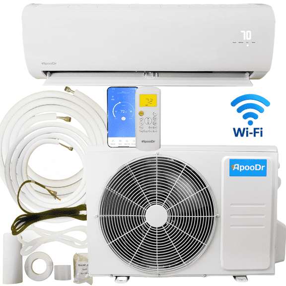 ApooDr 12000 BTU Mini Split Air Conditioner Ductless Inverter System 17.4 SEER2 with Heat Pump 110V 1 Ton,with Installation Kit