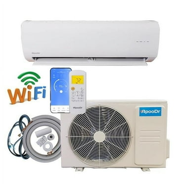 ApooDr ASF16-12H1B ApooDr 12,000 BTU 17.4 SEER2, 115-Volt, 600-Sq.Ft Ductless Mini Split  AC with Heat Pump, Wi-Fi, 16Ft. Lineset