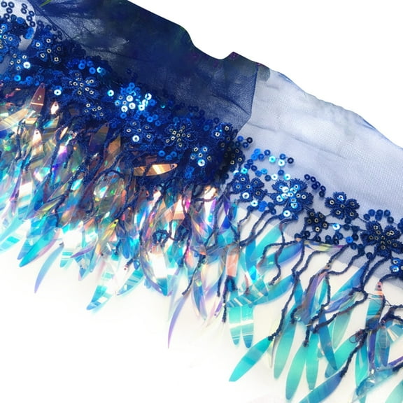 Apooke 1 Yard DIY Dance Party Dress Fabric Trims Fringe Tassel Sequins Lace Embroidered Ribbon Sewing Craft Clothes Accessories