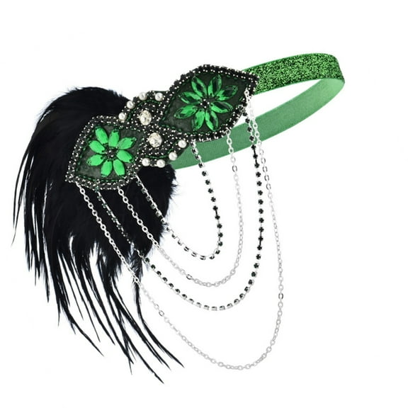 Apooke 1920s Feathers Headpiece Flapper Headband, Roaring 20s Hair Accessories Vintage Hair Clip Sequins Hair Hoop