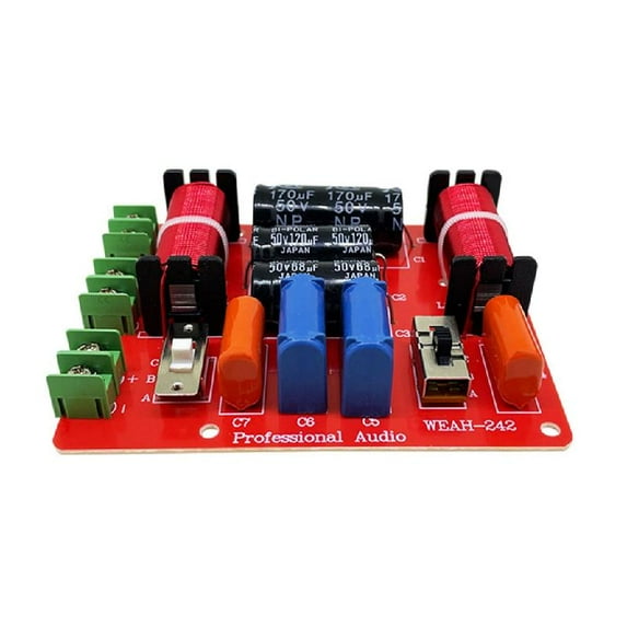 Apooke 2 Way Audio Speaker Frequency Divider Module Treble Bass Hi-Fi Audio Crossover Filter Distributor Board for DIY Speaker