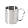 thumbnail image 1 of Apooke 220ml DIY Customize Stainless Steel Travel Mug with D-Ring Carabiner Hook Handle Water Coffee Cup for Outdoor Camping, 1 of 9
