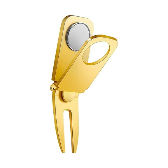 Apooke 3 in 1 Alloy Golf Cigars Clip Magnetic Golf Cart Cigars Clip with Ball Maker Golf Accessory Tool Keeps Your Cigars Safe