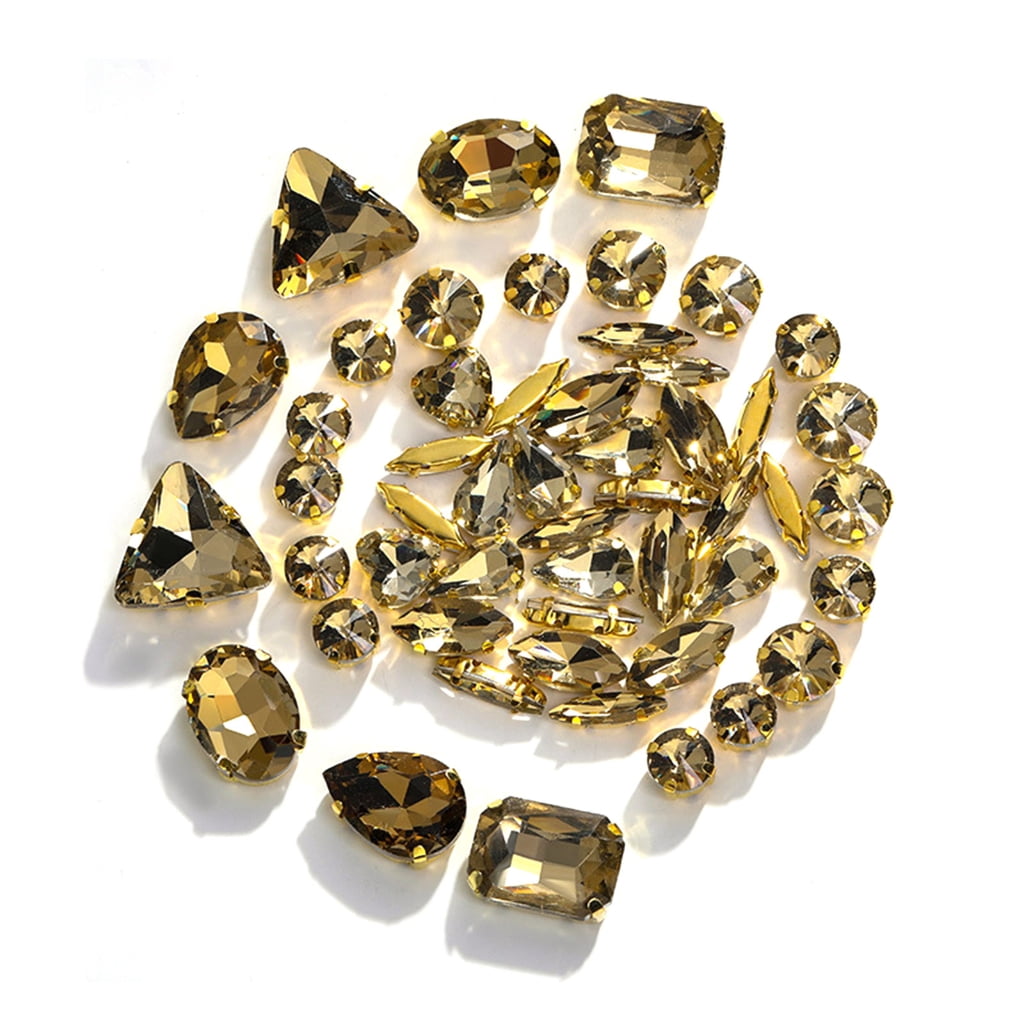 Apooke 50 Pcs Sew on Rhinestones Mixed Shapes Glass Jewels-with Sewing ...