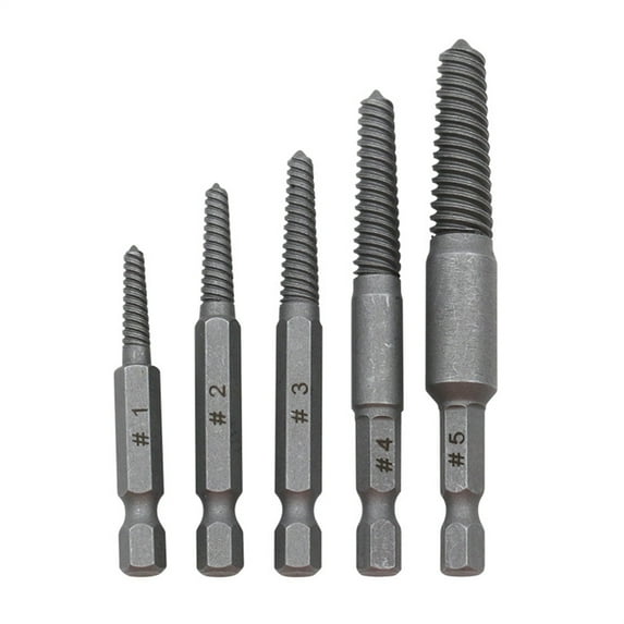 Apooke 5pieces Damaged Screw Extractor Easy Out Bolt Extractor Hex Shank Spanners Multi-application Remove Tool Easy Removal