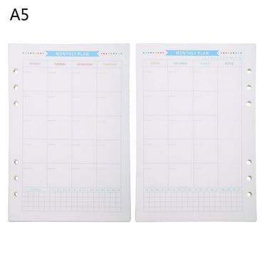 Apooke 6-hole Loose-leaf Inserts A5 Notebook Refill Papers for A5 Loose-leaf Panner A5 Personal Binder Journal Diary 40 Sheets