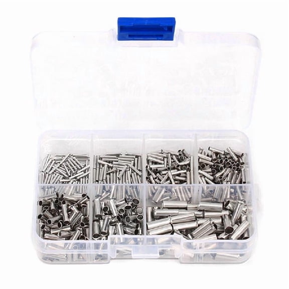 Apooke 600pcs Wire End Ferrules Assortment Uninsulated Cable Sleeves Set Wire End Ferrules Set Mix Size for Wire Connection