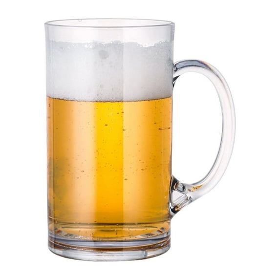Apooke Acrylic Beer Mug with Handle Unbreakable Drinking Glasses Shatterproof Water Tumblers for Indoor Outdoor Dishwasher Safe
