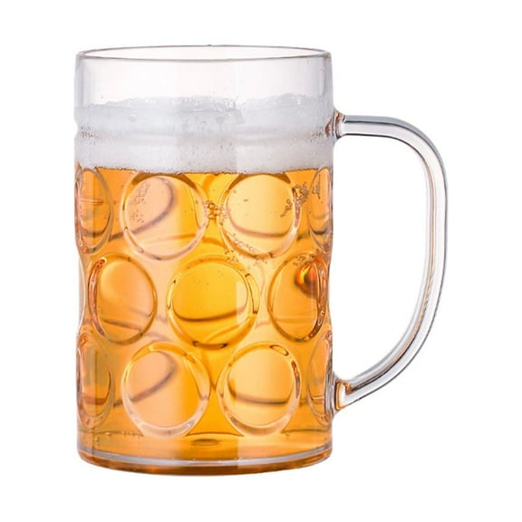 Apooke Acrylic Beer Mug with Handle Unbreakable Drinking Glasses Shatterproof Water Tumblers for Indoor Outdoor Dishwasher Safe
