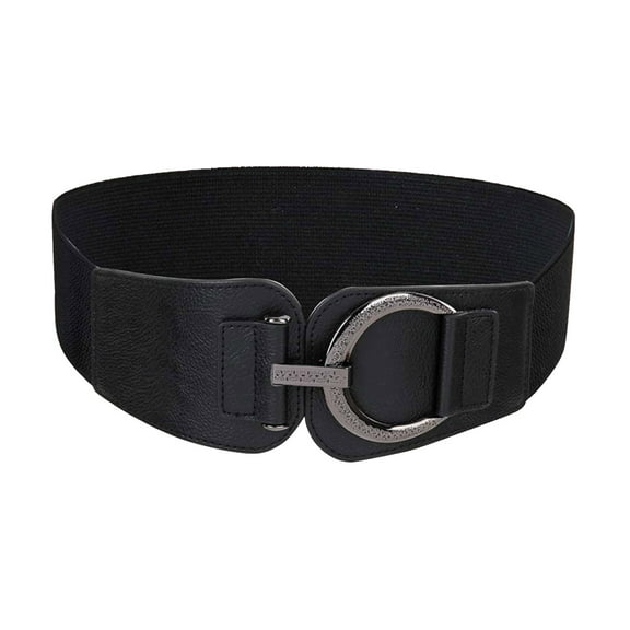 Apooke All-match Ladies Waist Belt Women Straps Light Luxury Personality Large Alloy Buckle Elasticity Belt for Women Coat