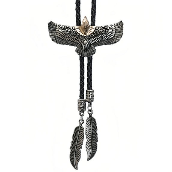 Apooke Carved Eagle Buckle Decors Bolo Tie for Men Women Bridegroom Wedding Necklace Western Cowboy Necktie Bolo Tie for Shirt