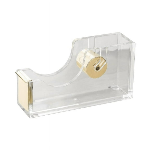 Apooke Clear Acrylic Tape Dispenser Single Hand Dispensing Acrylic Gold Tape Dispenser for Modern Design Office Desktop