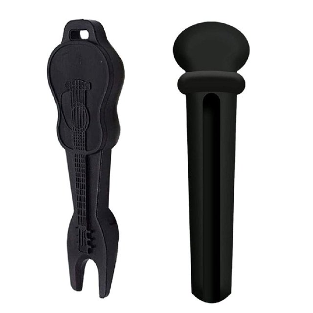 Apooke Ebony Acoustic Guitar Bridge Pins & Puller Set Bass Guitar