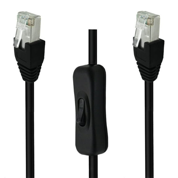 Apooke Ethernets Extension Cord CAT6e RJ45 Extension Cord with On Off Switchs Male to Female/90Degree Angle RJ45 Networks Cable
