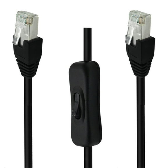 Apooke Ethernets Extension Cord CAT6e RJ45 Extension Cord with On Off Switchs Male to Female/90Degree Angle RJ45 Networks Cable