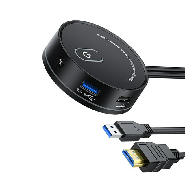 Apooke External Desktop Power Control Switching with USB Hub and 3.5mm