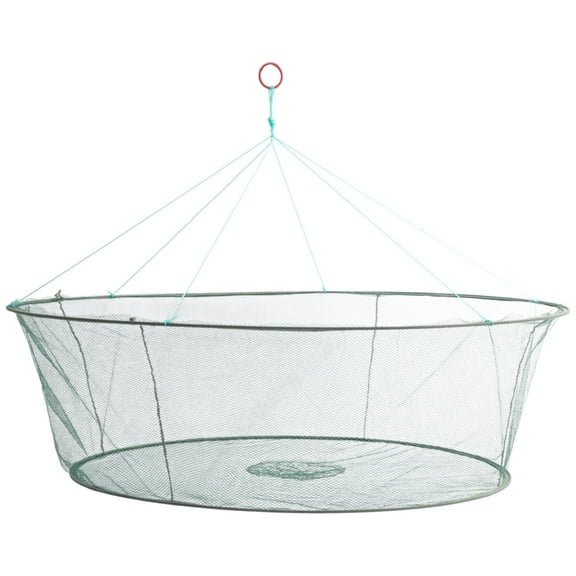 Apooke Foldable Round Fishing Net Stainless Steel Frame Depth Portable Net Pole Fishing Detachable Large Densenet No Handle Net