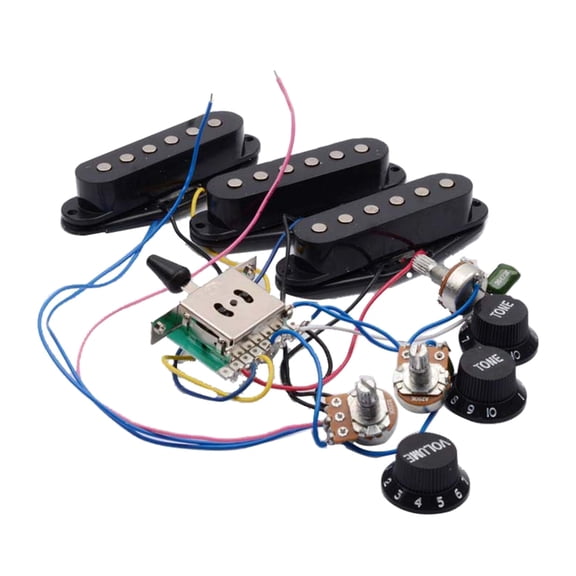 Apooke Guitar Prewired Harness Guitar Pickups 5 Way Switch Wiring Harness Converter 500K Potentiometer 2T1V Wiring Harness Kit