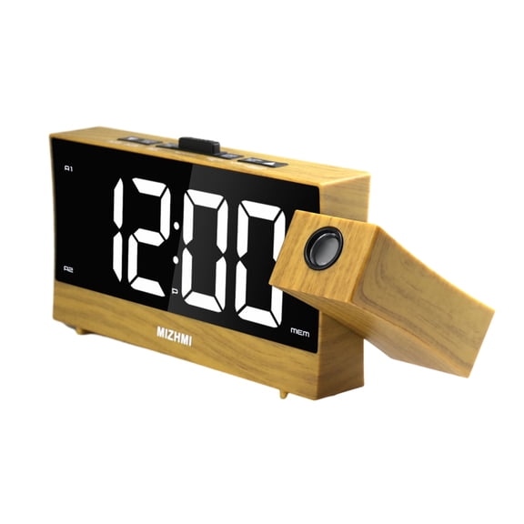 Apooke LED Projection Alarm Clock with Adjustable Brightness and USB Charging Tabletop Clocks Temperature Week Date Display
