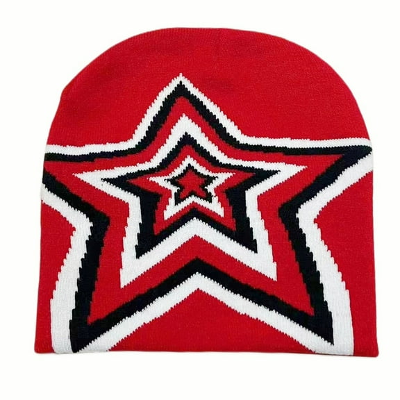Apooke Multiple Color Teens Beanie Hat Elastic Windproof Star Pattern Hat Ear Protector Hat Winter Cycling Skiing Supplies