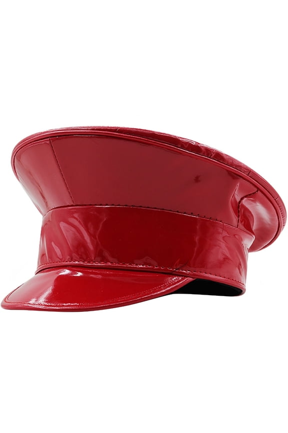 PatentLeather Military Hat for Women Bachelorette Party Hat Glitter DjHat Captain Cap Stage Performances Club Headdress