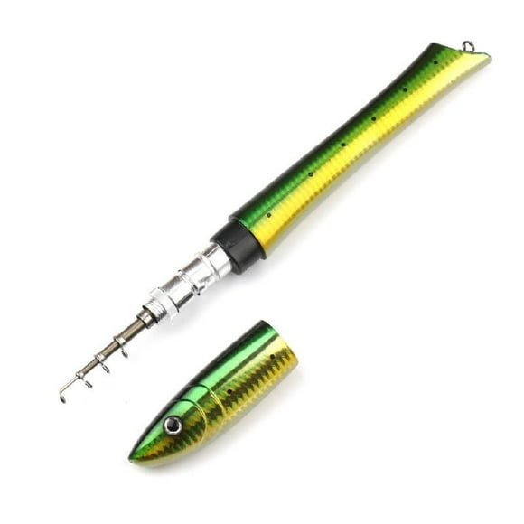 Apooke Portables Fish Shaped Telescopic Spinnings Rod Mini Pen Fishings Rod Lightweight Ice Fishings Gear Reliable Convenience