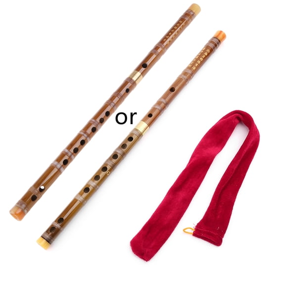 Apooke Professional Bamboo Flute Chinese Woodwind C D E F G for Key Transverse Flute Dizi Brown Color