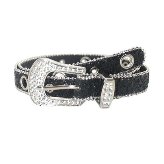 Apooke Summer Waist Belt Shinning Rhinestone Belts for Woman Men Full Adjustable Pin Buckle Waist Strap for Jeans Dress