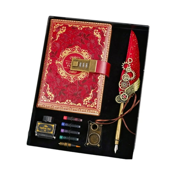 Apooke Vintage Lock Journal Locking Notebook Journal with Combination Lock & Umbrella