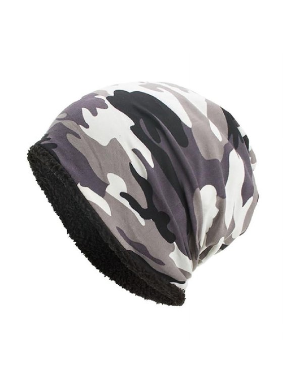 Winter Warm Hat for Women Men Casual Beanies Thermal Fleece Lined Camouflage Print Hip-Hop Slouchy Baggy Skullies Cap